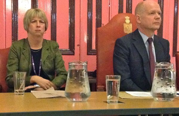 Jo Harding and William Hague listen to public concerns